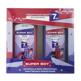 SUPER BOY. Zestaw prezentowy dla chłopca: szampon do włosów + żel pod prysznic